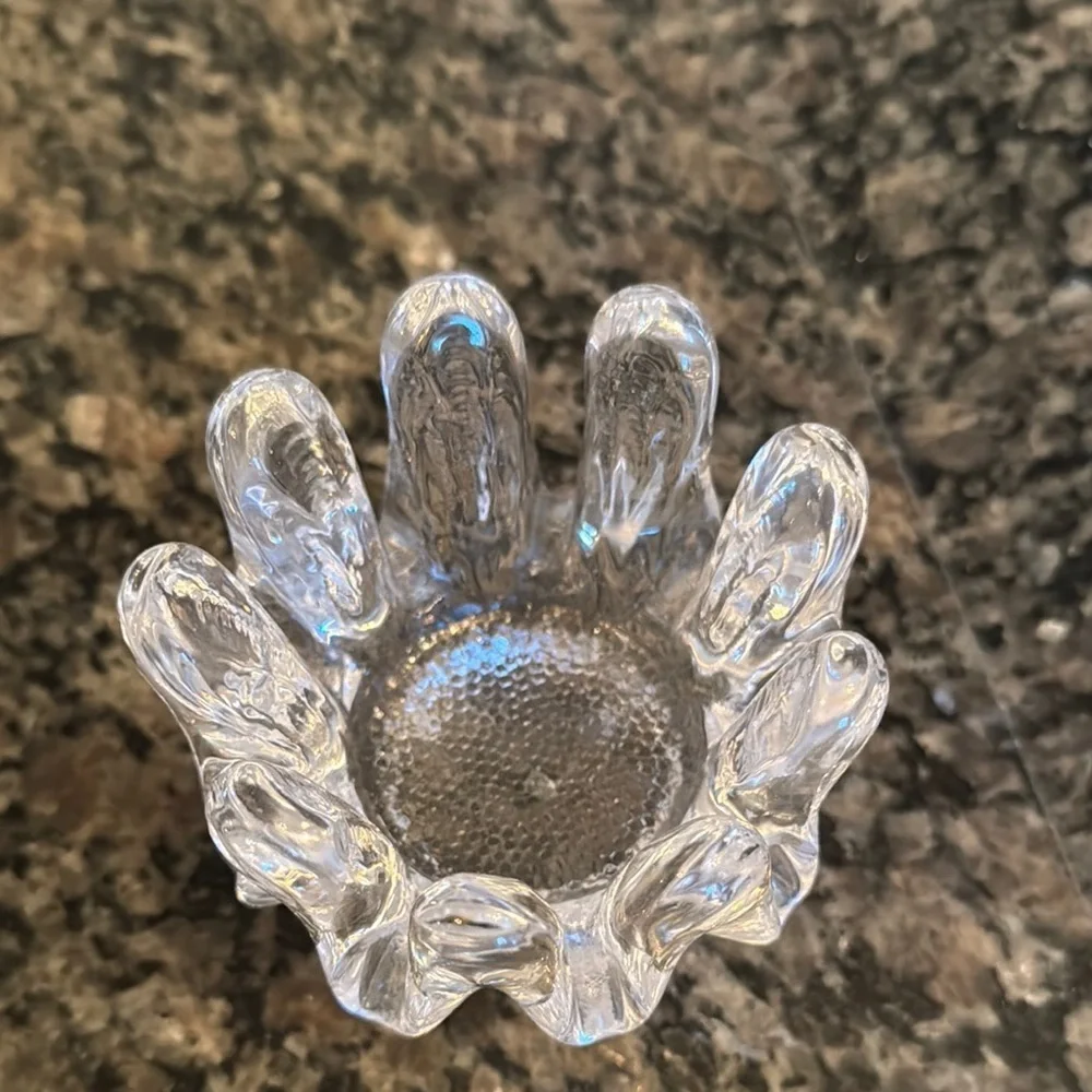 Elegant Clear Glass Candle Holder EUC